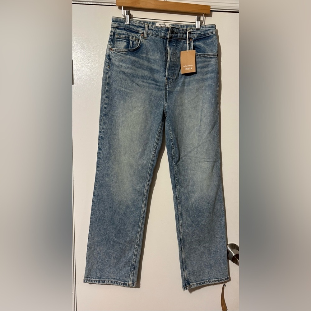 Reformation Light Blue Straight Leg Jeans